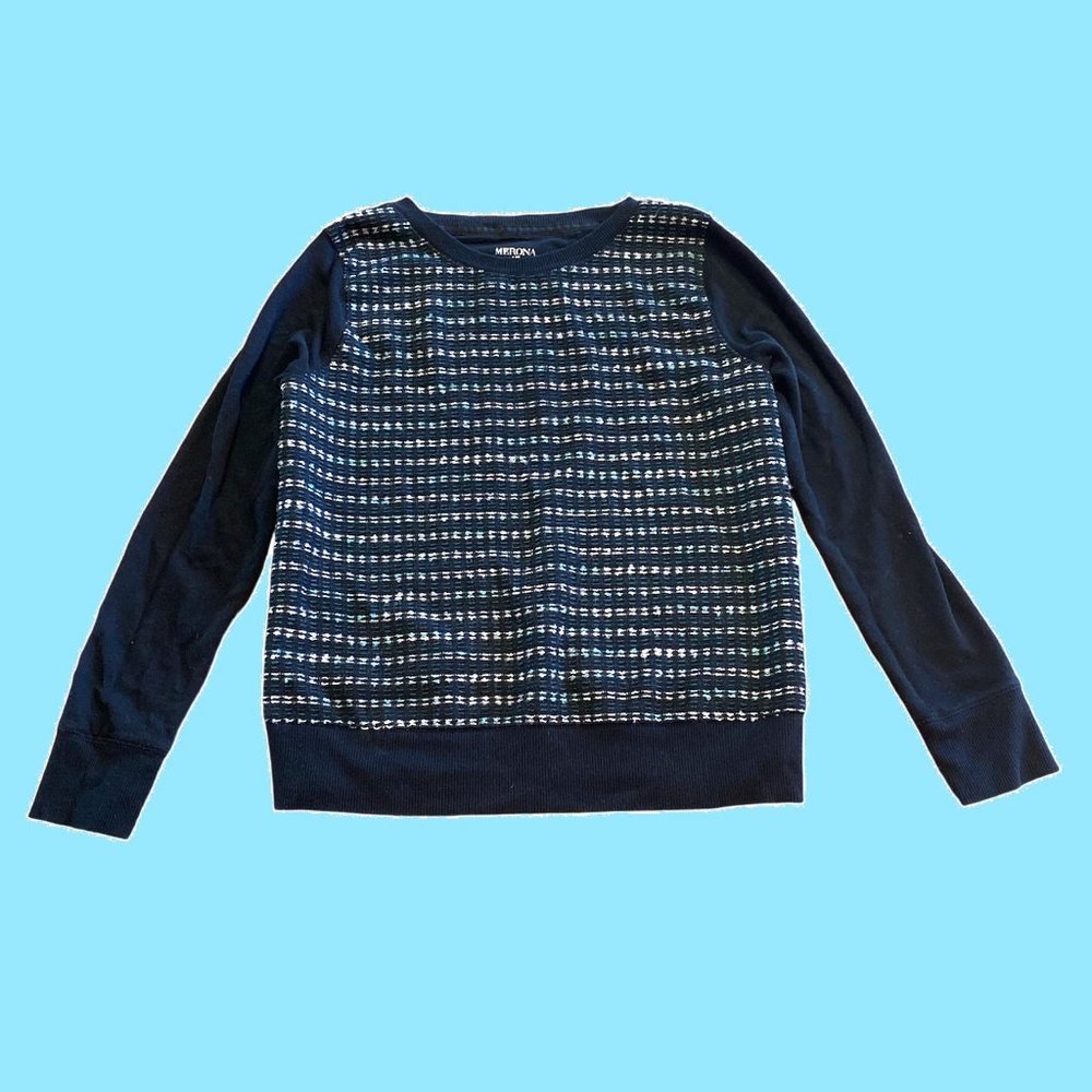 Black Sweater with Teal Embroidery